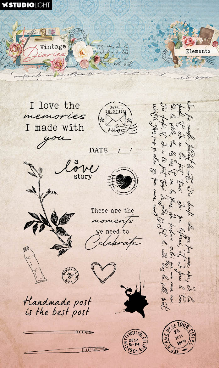 SL Clear Stamps Elements Vintage Diaries 17 PC-1