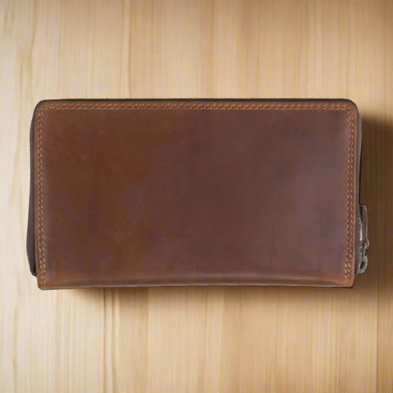 Rugged Earth Unisex Full Grain Leather Zippered Wallet-1