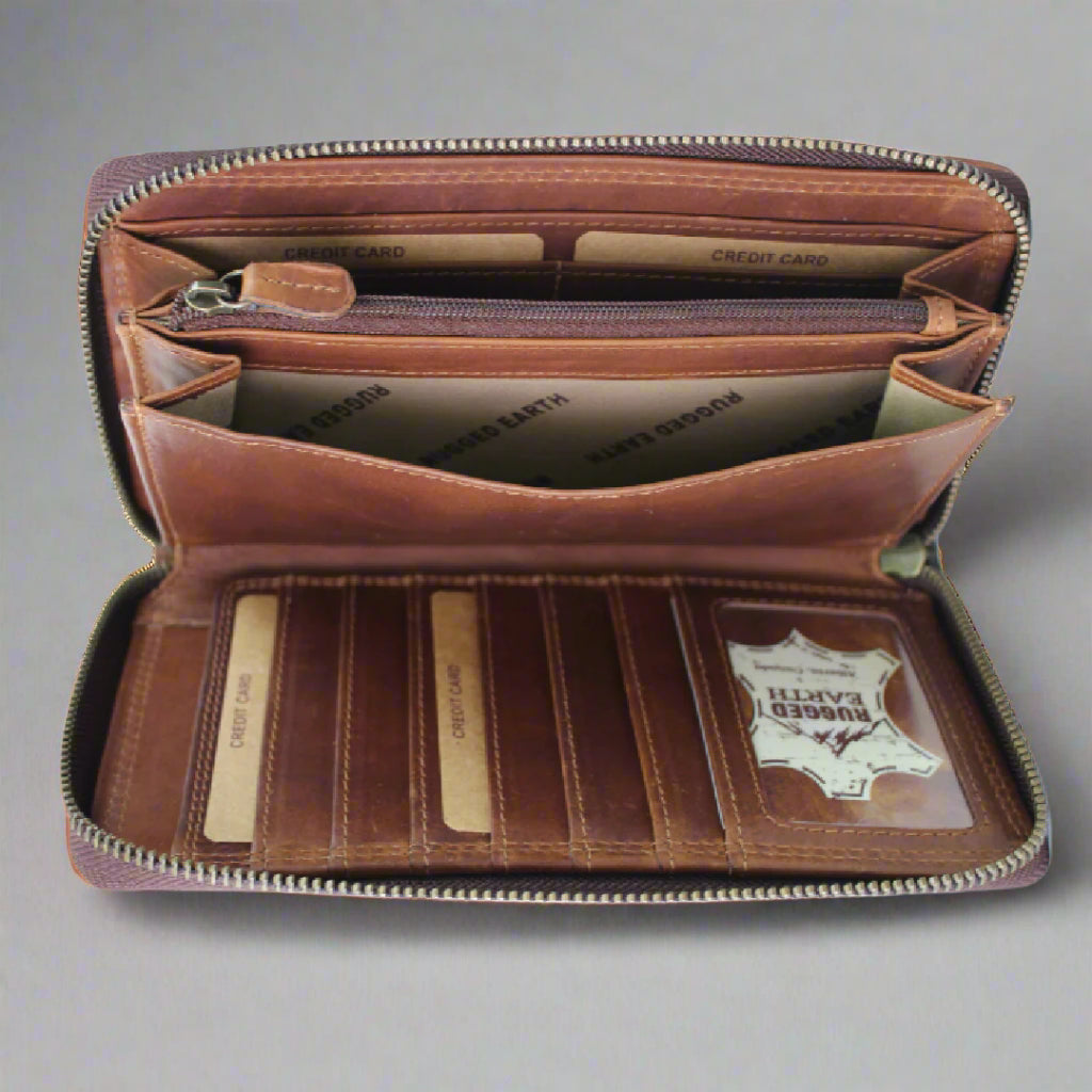 Rugged Earth Unisex Full Grain Leather Zippered Wallet-2