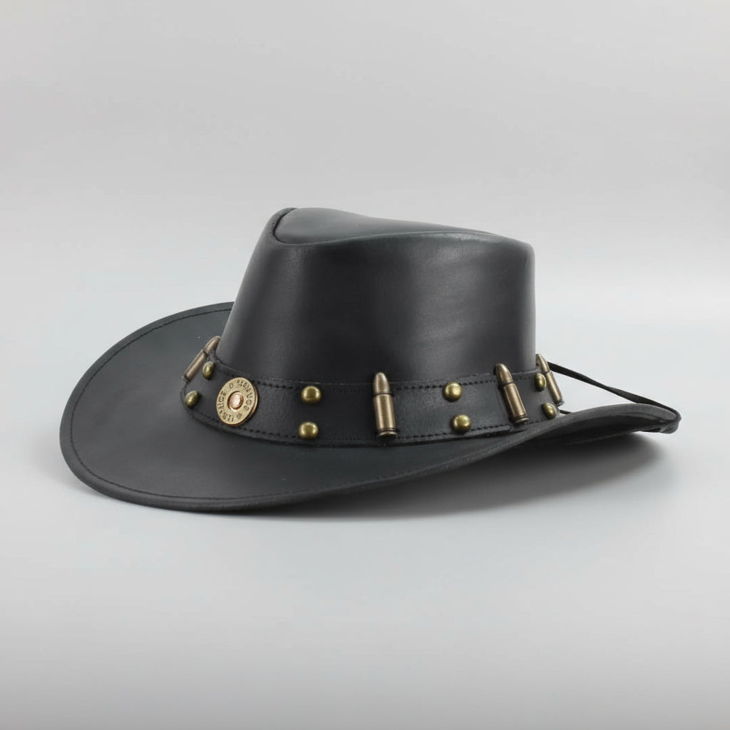 Shapeable Cowboy Hat with 12 Gauge Bullet Slice & Embellishments-1