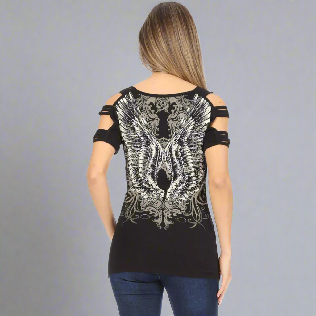 Women's Rhinestone Angel Wing Tank Top-2