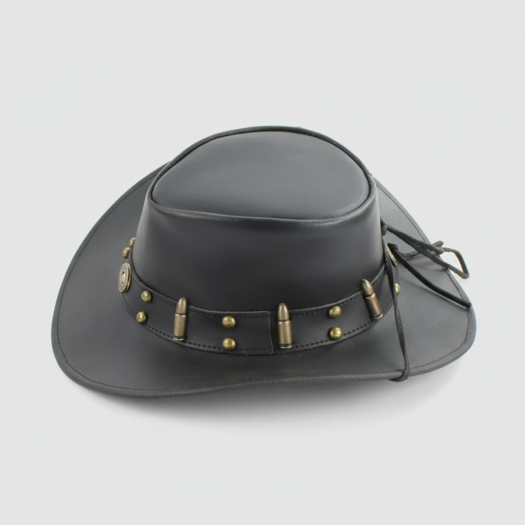 Shapeable Cowboy Hat with 12 Gauge Bullet Slice & Embellishments-6