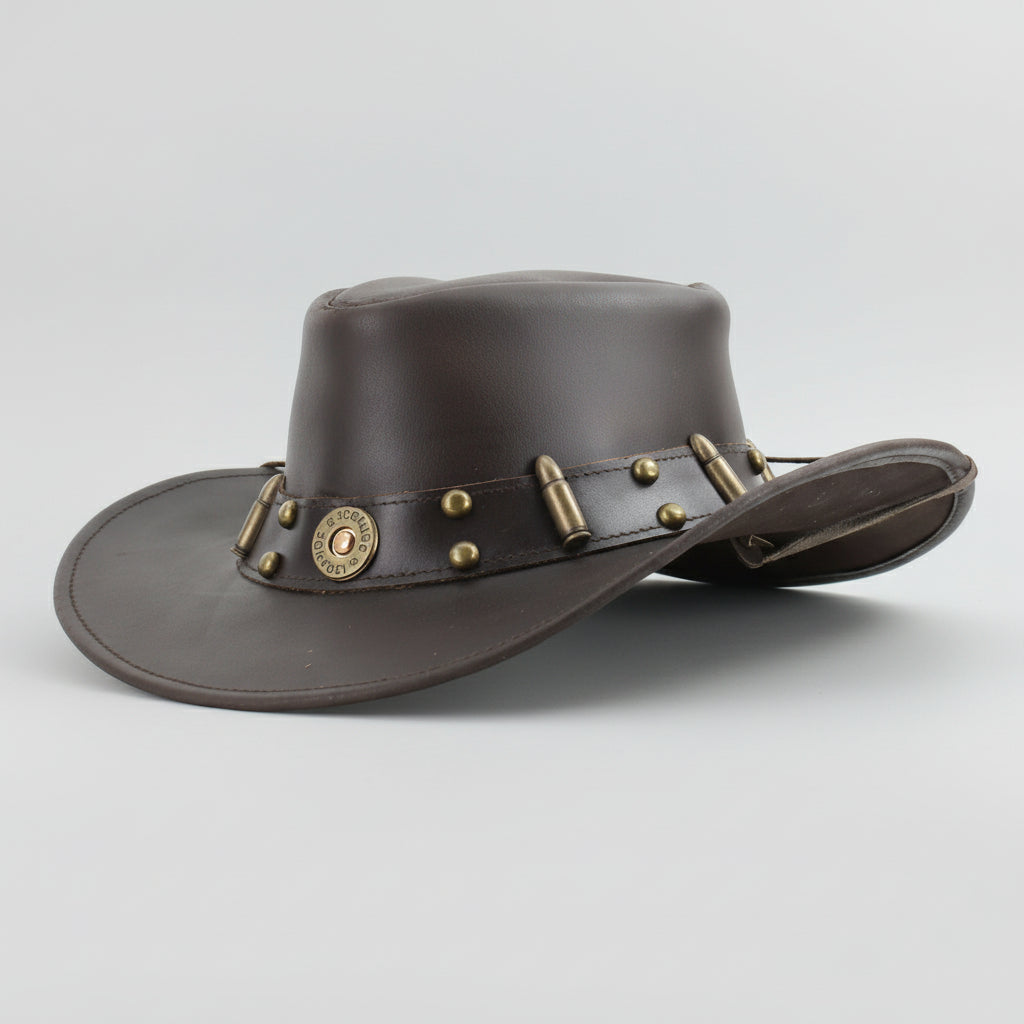 Shapeable Cowboy Hat with 12 Gauge Bullet Slice & Embellishments-12