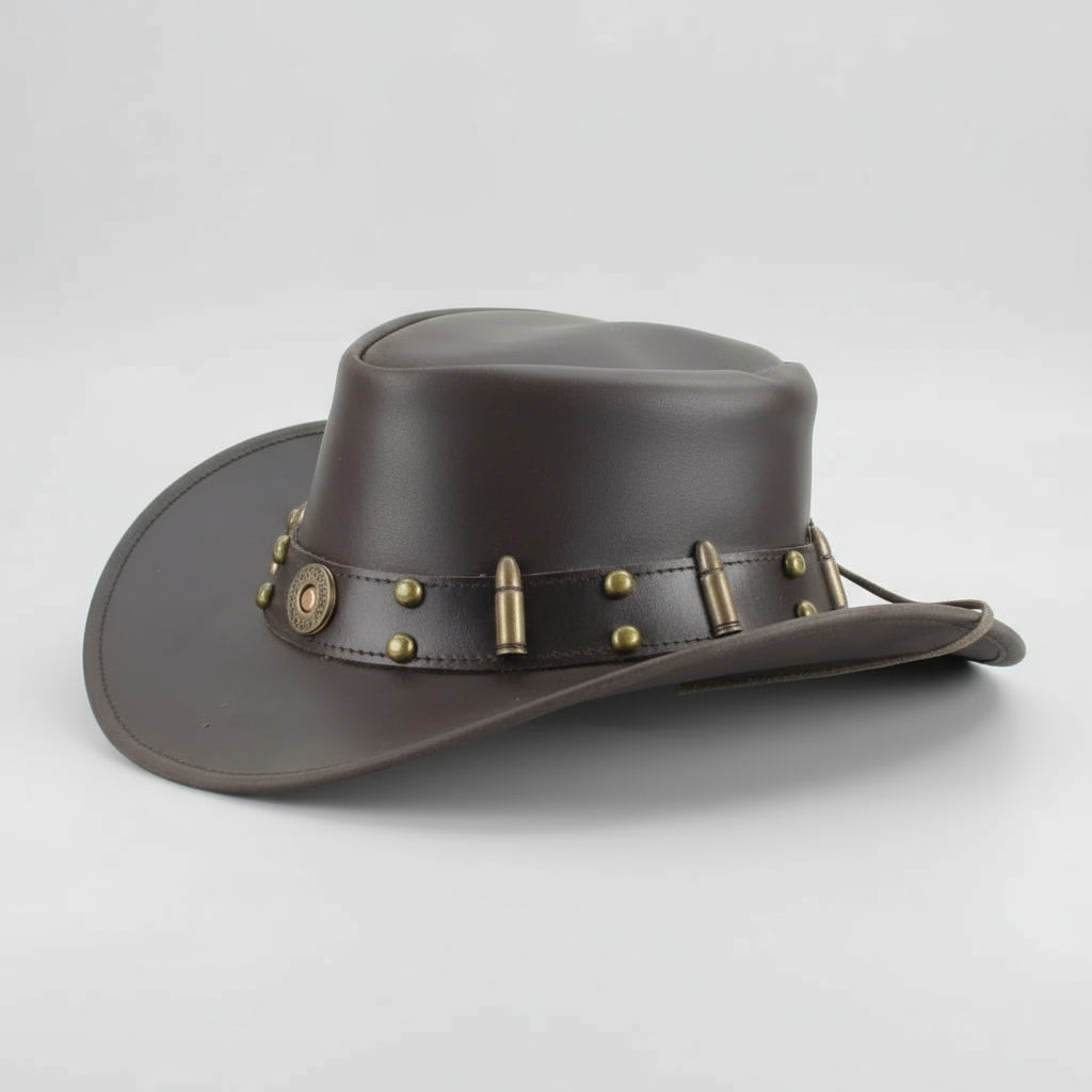 Shapeable Cowboy Hat with 12 Gauge Bullet Slice & Embellishments-10