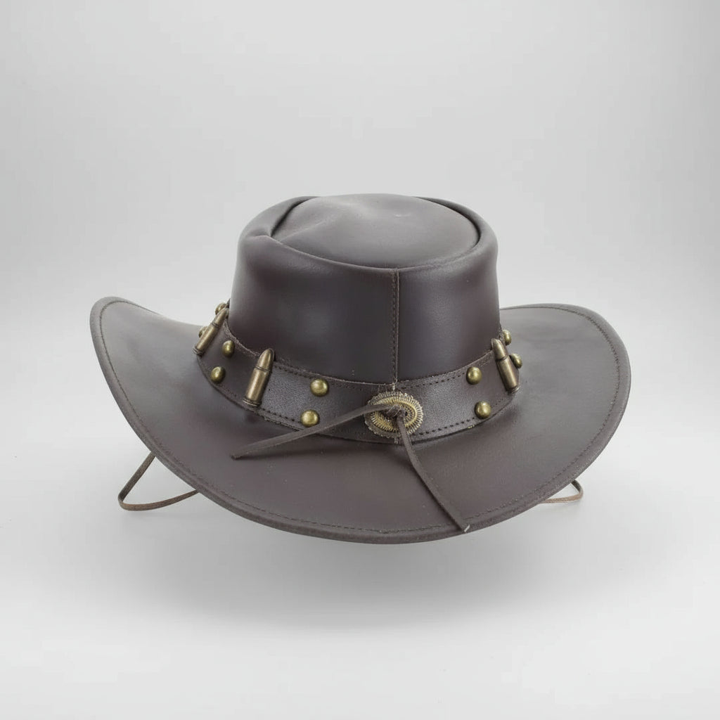 Shapeable Cowboy Hat with 12 Gauge Bullet Slice & Embellishments-11