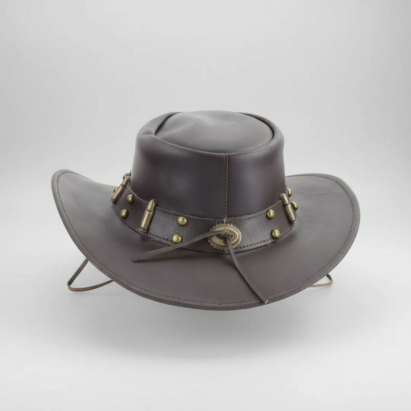 Shapeable Cowboy Hat with 12 Gauge Bullet Slice & Embellishments-11