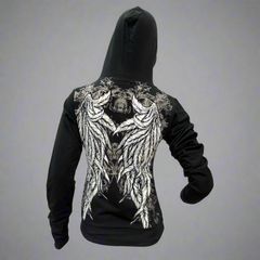 Women's Rhinestone Angel Wing Hoodie-2