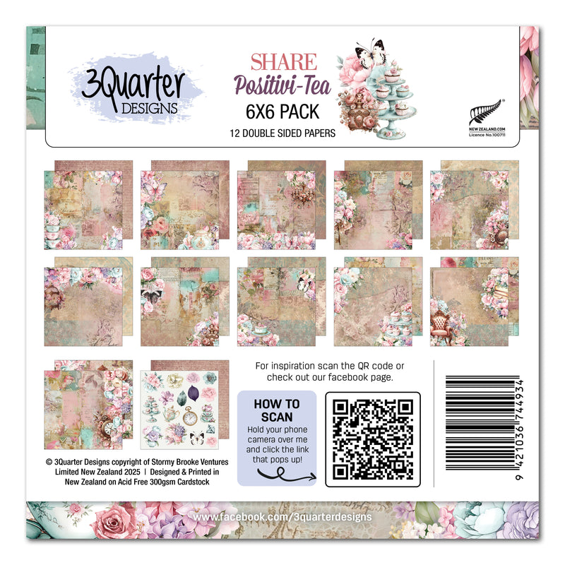 3Quarter Designs Positivi-Tea 6x6 Paper Pack-1