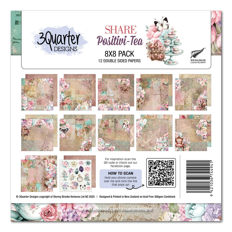 3Quarter Designs Positivi-Tea 8x8 Paper Pack-1