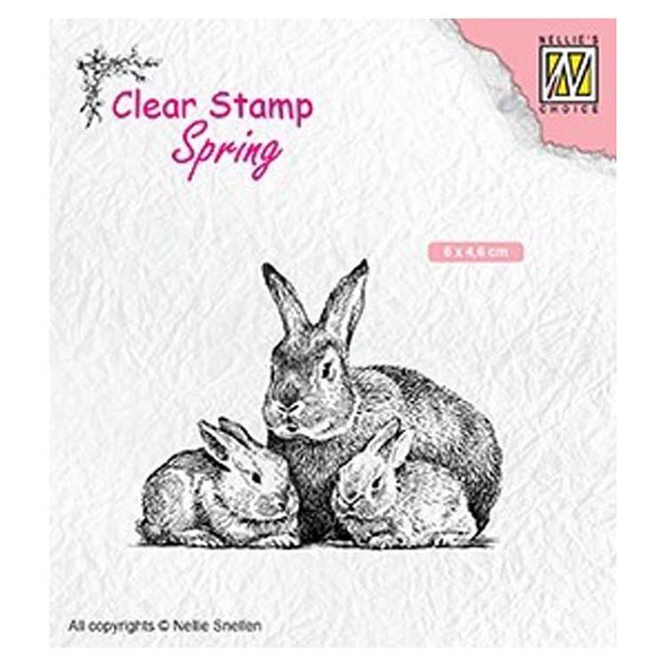 Nellie's Choice Clear Stamp Spring Rabbit Family-1