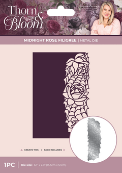 Sara Signature Thorn & Bloom Metal Die Edge'able - Midnight Rose Filigree-1
