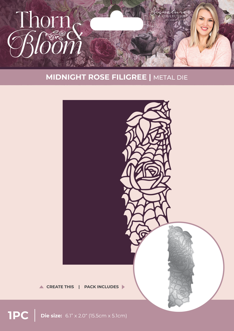 Sara Signature Thorn & Bloom Metal Die Edge'able - Midnight Rose Filigree-1