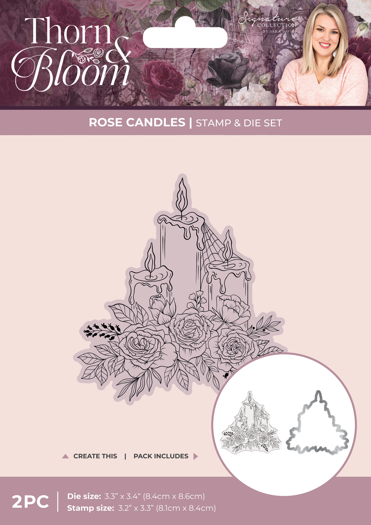 Sara Signature Thorn & Bloom Stamp & Die Set - Rose Candles-1