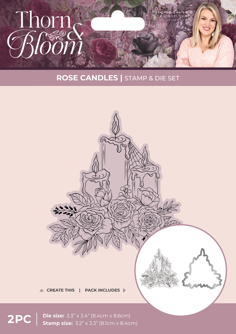 Sara Signature Thorn & Bloom Stamp & Die Set - Rose Candles-1