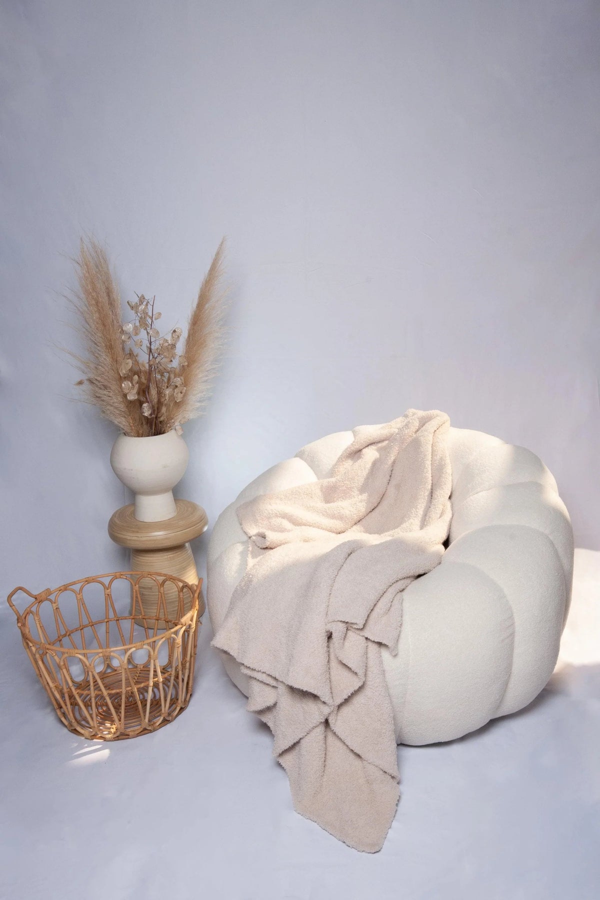 Blushing Beige Solid Double Layered Extended Throw-1