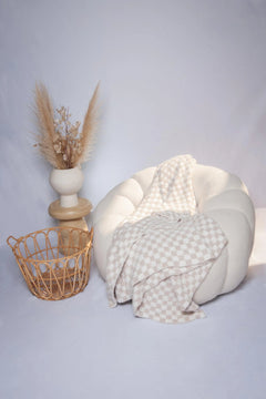 Blushing Beige & White Check Print Extended Throw-10
