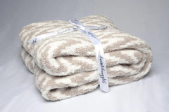 Greige & White Chevron Print Throw-2