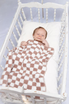 Chocolate Milk & White Check Print Lovey-1