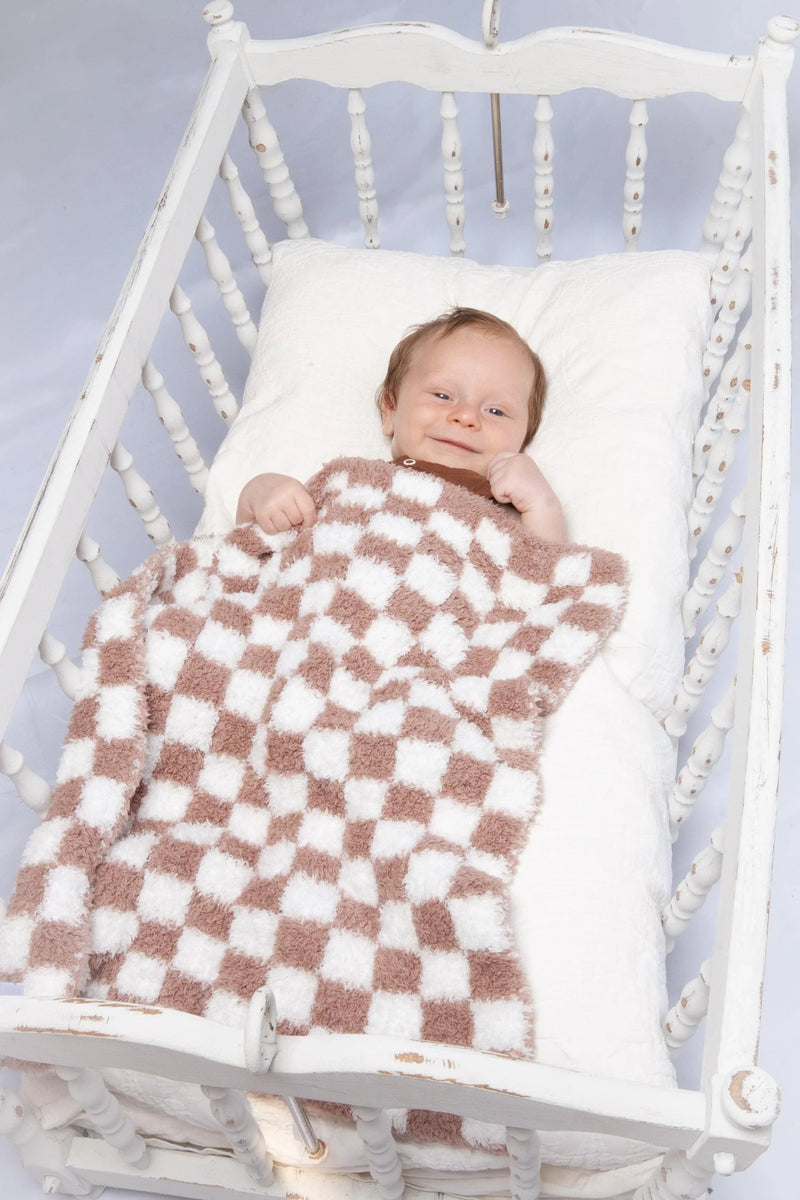 Chocolate Milk & White Check Print Lovey-1