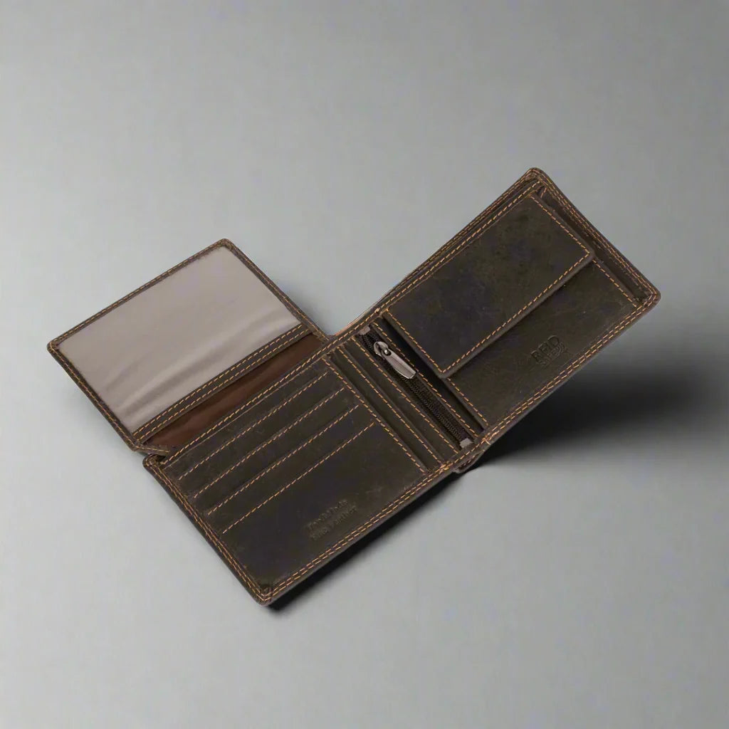 Greenwood Leather Men's Wallet. RFID-Blocking Oil Pull-Up Leather-3