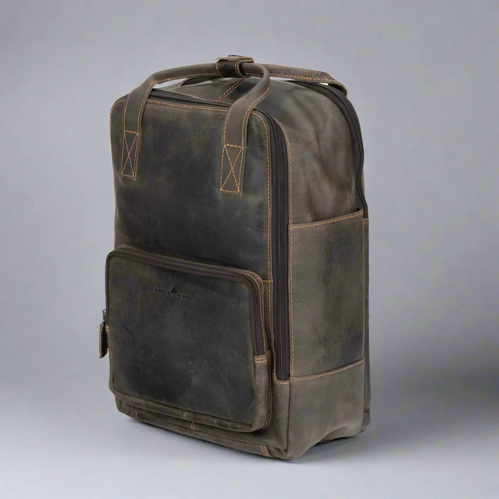 Greenwood Leather Backpack with Reinforced Laptop and Tablet Compartments-3