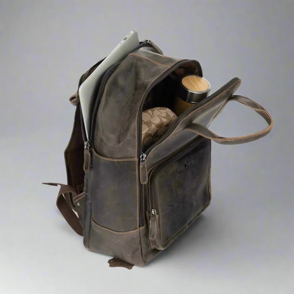 Greenwood Leather Backpack with Reinforced Laptop and Tablet Compartments-7