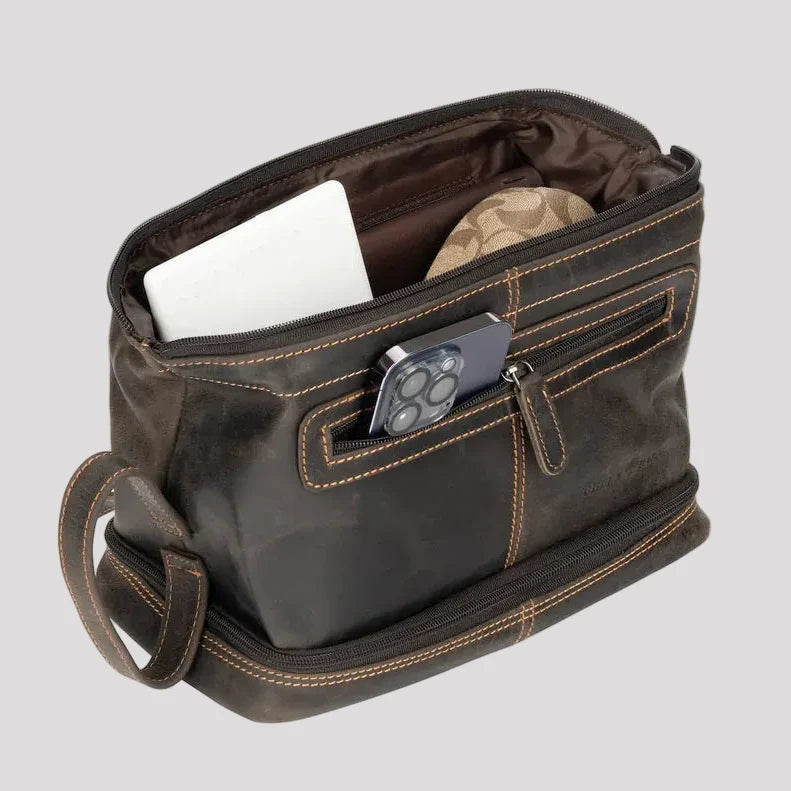 Greenwood Leather Travel Toiletry Bag-11