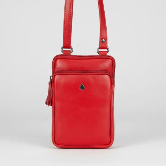Greenwood Leather Compact Mini Crossbody. Slim Full-Grain Leather Phone Bag & Travel Organizer-13