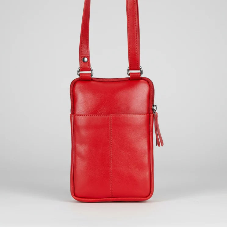 Greenwood Leather Compact Mini Crossbody. Slim Full-Grain Leather Phone Bag & Travel Organizer-14