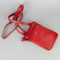 Greenwood Leather Compact Mini Crossbody. Slim Full-Grain Leather Phone Bag & Travel Organizer-16