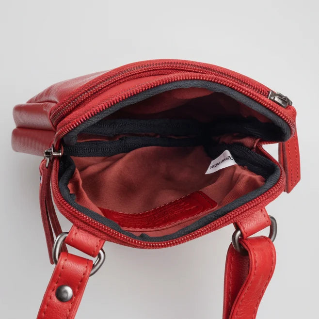 Greenwood Leather Compact Mini Crossbody. Slim Full-Grain Leather Phone Bag & Travel Organizer-18