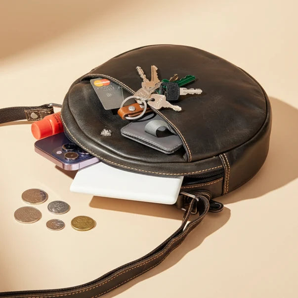 Greenwood Leather Round Crossbody Bag-6