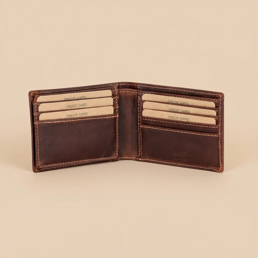 Greenwood Men's Leather Bifold Wallet. Premium RFID Protection Wallet with Flip Compartment-3