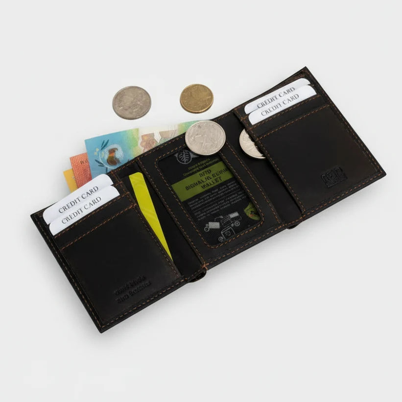 Greenwood Leather Men’s Tri-Fold RFID Wallet-3