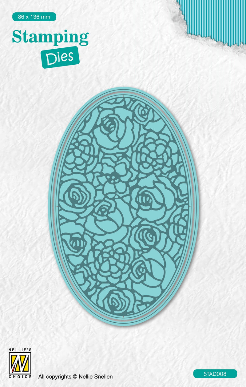 Nellie's Choice Stamping Die Oval - Roses-1