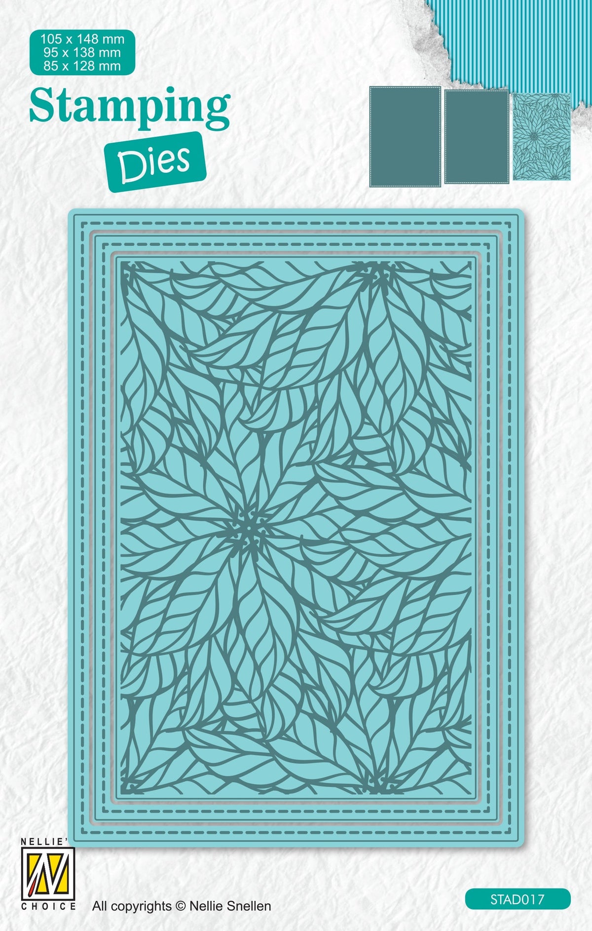 Nellie's Choice Stamping Die Rectangle - Christmas - Poinsettia-1