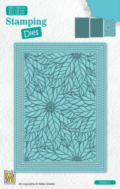 Nellie's Choice Stamping Die Rectangle - Christmas - Poinsettia-1