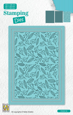 Nellie's Choice Stamping Die Rectangle - Christmas - Branches With Berries-1
