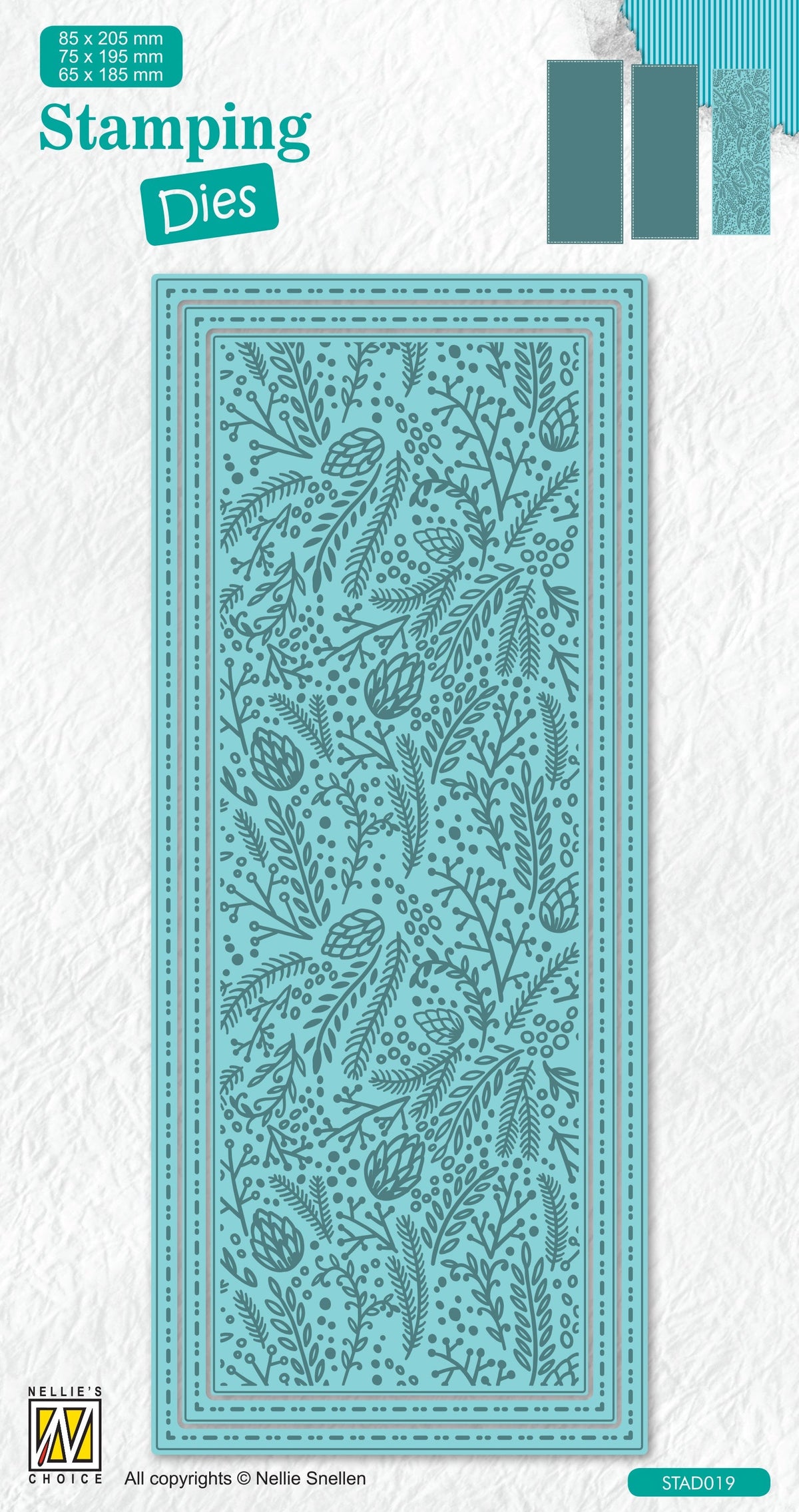 Nellie's Choice Stamping Die Slimline - Christmas - Branches With Berries-1