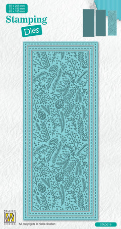 Nellie's Choice Stamping Die Slimline - Christmas - Branches With Berries-1