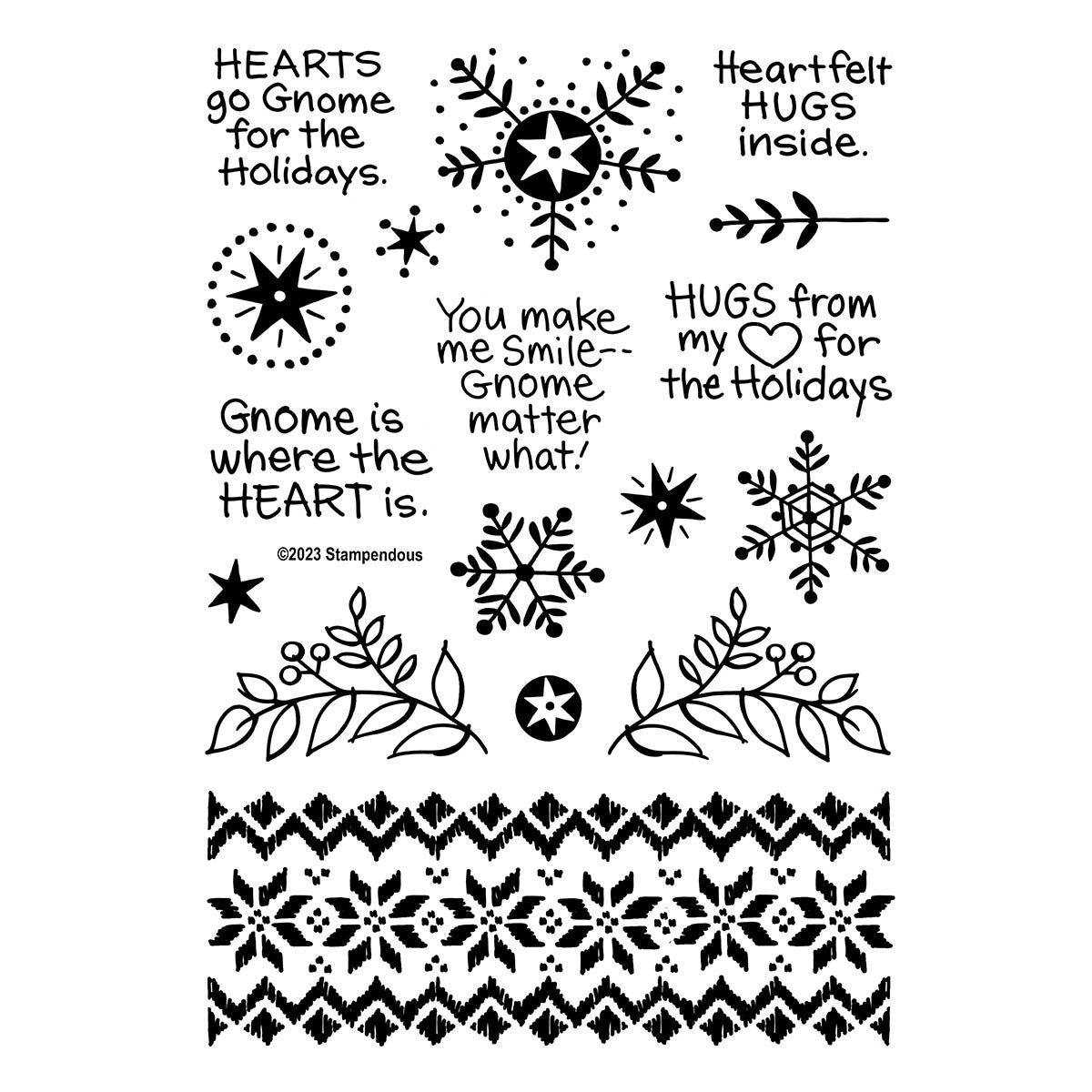 Set de tampons transparents Gnome Hugs Sentiments de la collection Holiday Hugs par Stampendous-3