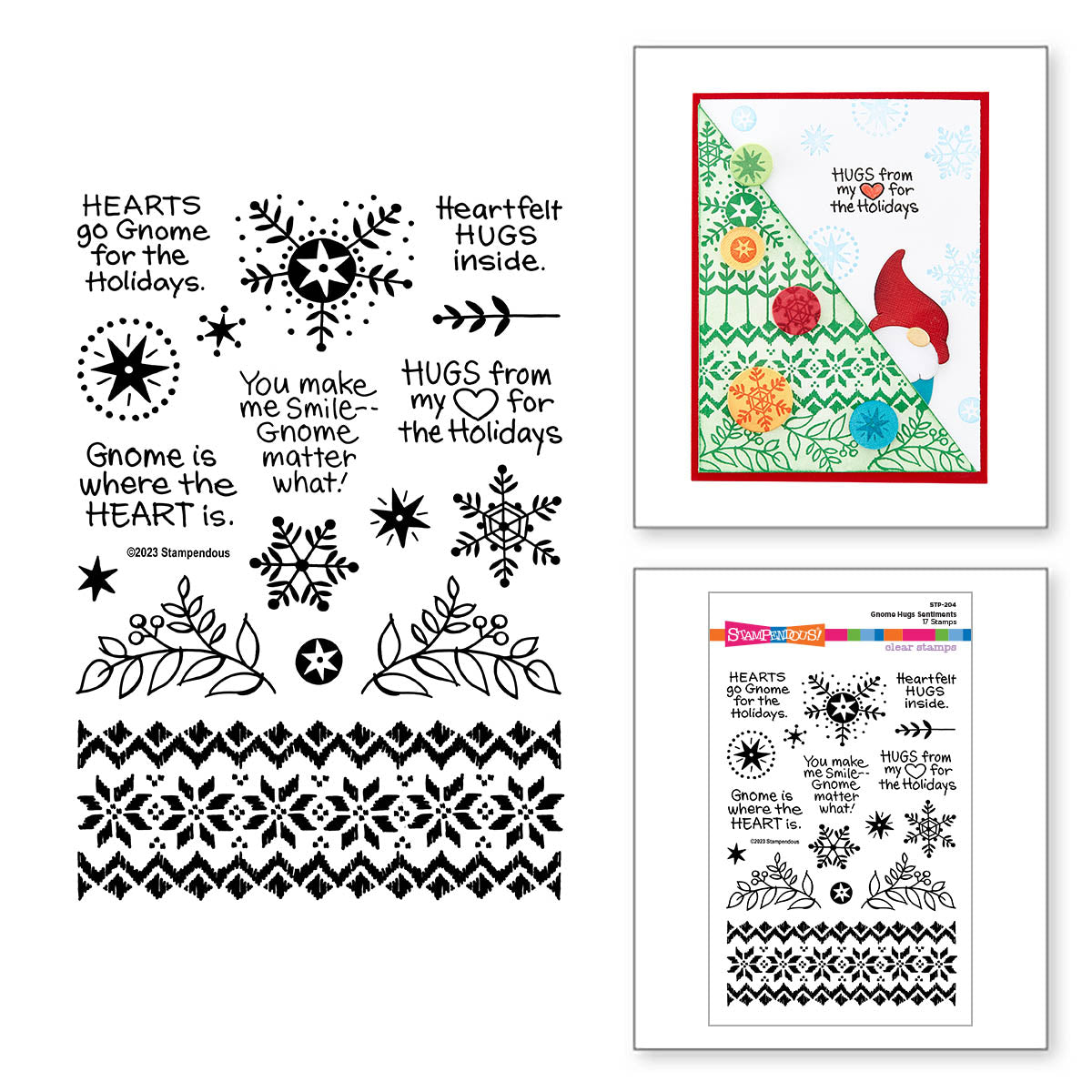 Set de tampons transparents Gnome Hugs Sentiments de la collection Holiday Hugs par Stampendous-2