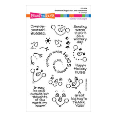 Lot de tampons transparents Bonhomme de neige étreint, visages et sentiments de la collection Holiday Hugs par Stampendous-1