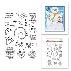 Lot de tampons transparents Bonhomme de neige étreint, visages et sentiments de la collection Holiday Hugs par Stampendous-2