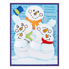 Lot de tampons transparents Bonhomme de neige étreint, visages et sentiments de la collection Holiday Hugs par Stampendous-4