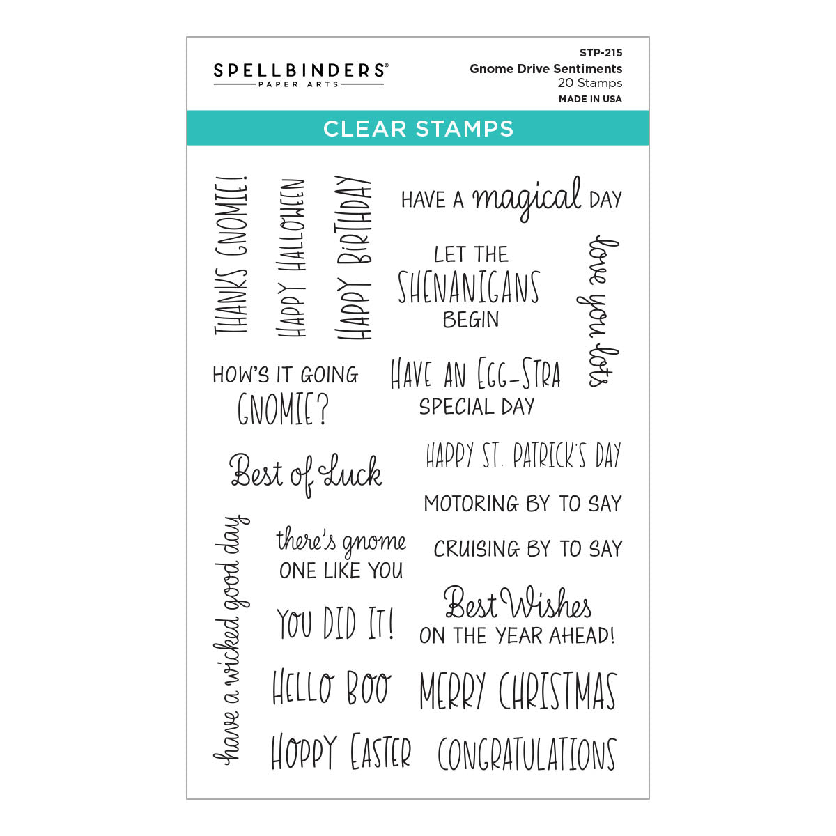 Gnome Drive Sentiments Clear Stamp Set from the Gnome Drive Collection-1