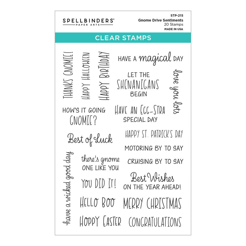 Gnome Drive Sentiments Clear Stamp Set from the Gnome Drive Collection-1
