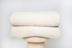 Cream Solid Double Layered Print Extended Throw-3