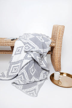Grey & White Diamond Mosaic Print Extended Throw-1