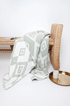 Desert Sage & White Diamond Mosaic Print Extended Throw-4